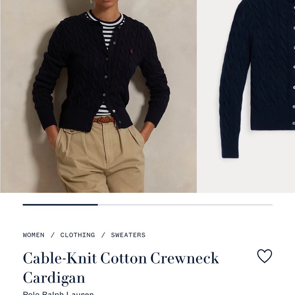 Polo by Ralph Lauren Navy Cable-Knit Cotton Cardigan